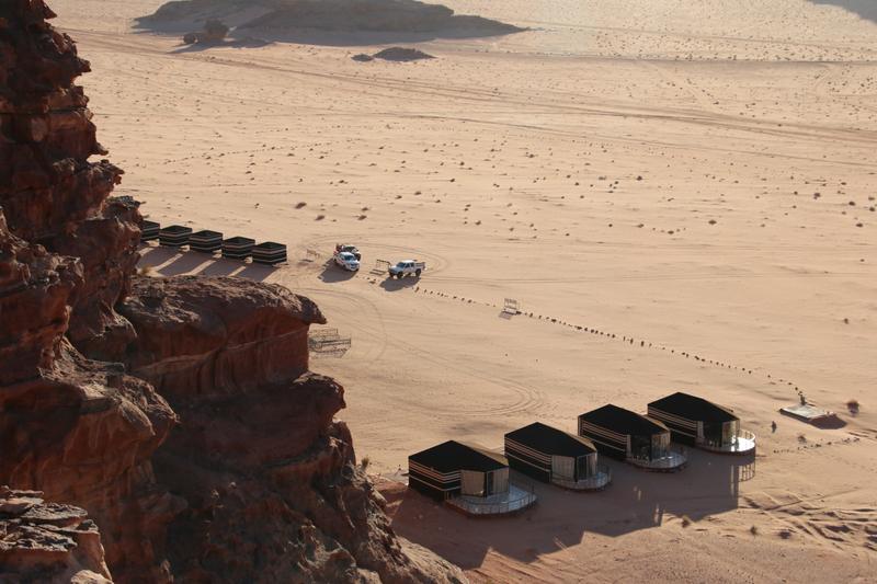 Desert Tree Camp seen from the rocks above