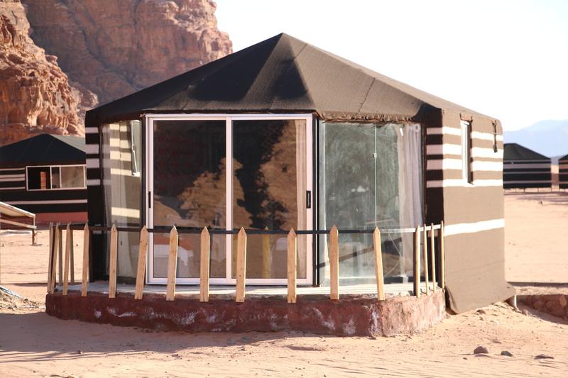 A deluxe tent with a glass front