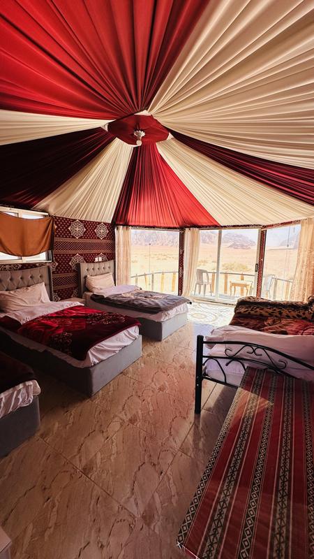 Inside a deluxe tent