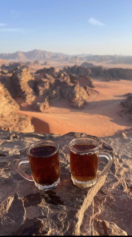 Bedouin tea on a summit with a view over Wadi Rum
