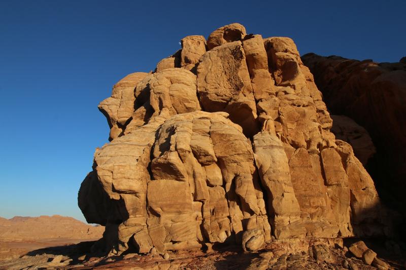 Pale sandstone rock formation in Wadi Rum